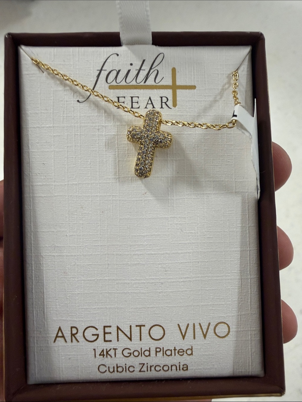 Argento Vivo Gold-Tone Pave Cross Necklace